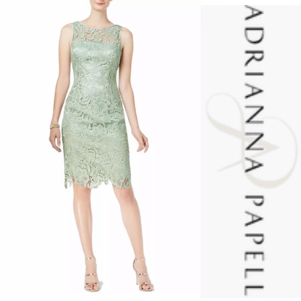 Adrianna Papell Illusion neckline Lace Dress